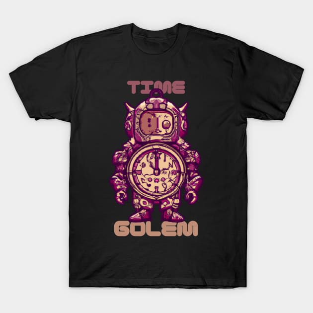 Time Golem, Funny Surreal Steampunk Alarm Clock Robot T-Shirt by maxdax